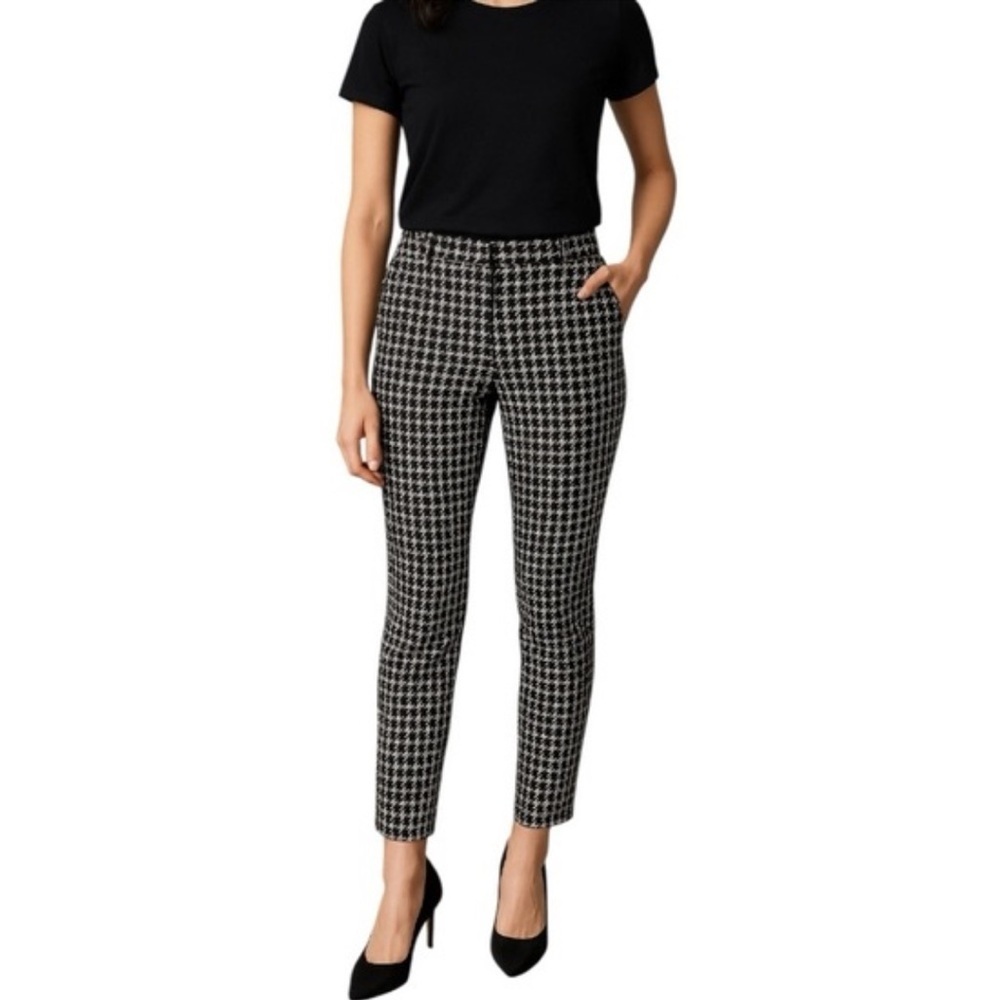 *J. MCLAUGHLIN* Black x White Becca Houndstooth Knit Stretch Pants Size 2